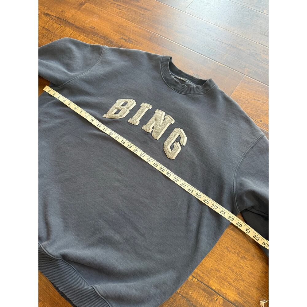 Anine Bing Tyler BING Varsity Chenille Oversized Sweatshirt Navy Slouchy Size XL - Picture 6 of 12